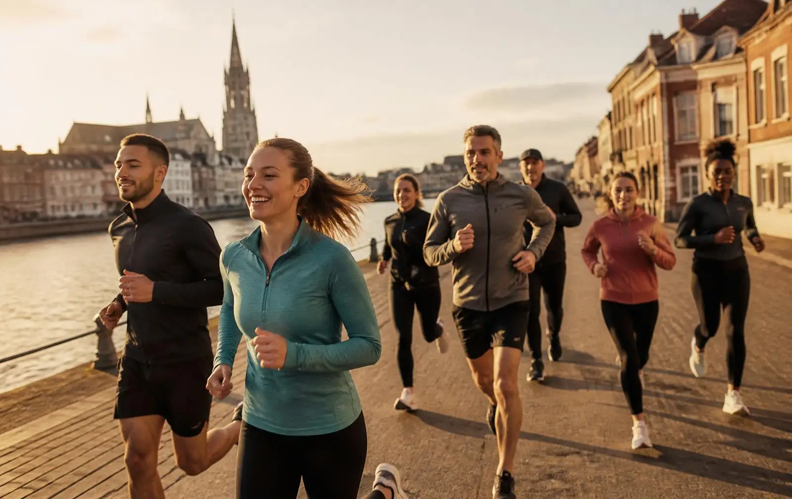 Groupe de coureuses et coureurs à l'entraînement à Amiens