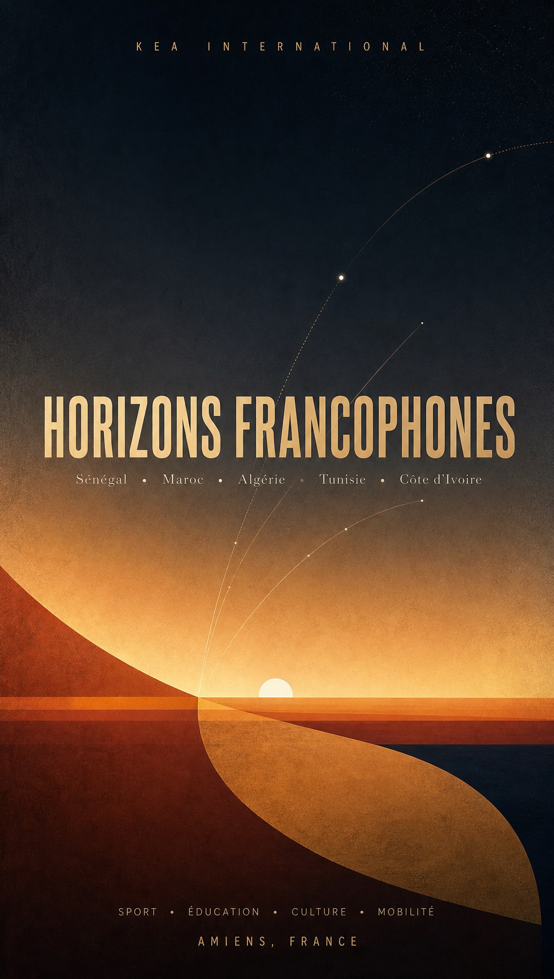 Affiche Horizons Francophones de KEA International : sport, éducation et mobilité entre l'Afrique et la France